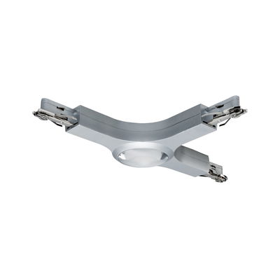 Silver aluminum connector adapter with integrated LED light for track lighting systems