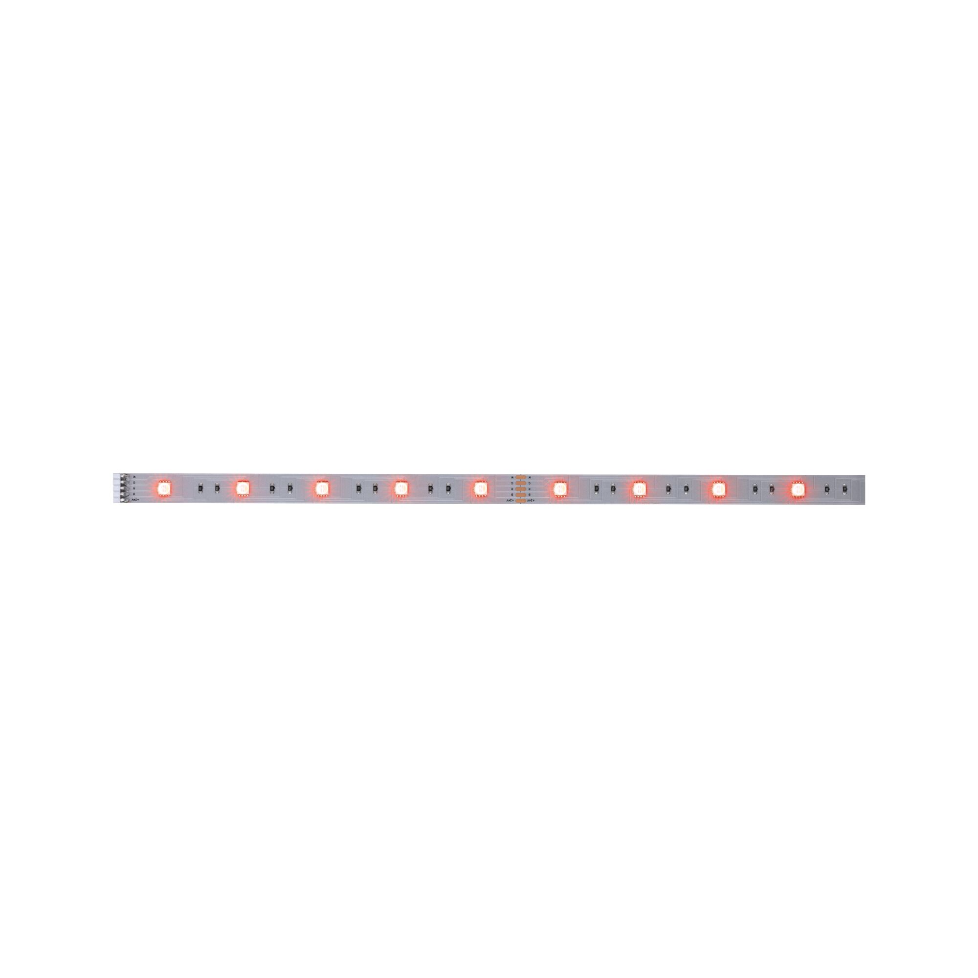 LED strip with red LEDs on silver board for flexible lighting solutions and decoration