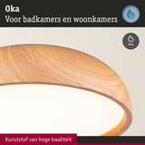 Ronde plafondlamp met houtlook en hoogwaardig kunststof, geschikt voor badkamer en woonkamer