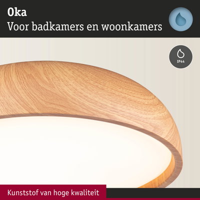 Ronde plafondlamp met houtlook en hoogwaardig kunststof, geschikt voor badkamer en woonkamer