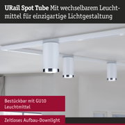Weißes URail Spot Tube Aufbau-Downlight mit GU10 Leuchtmittel für flexible Lichtgestaltung