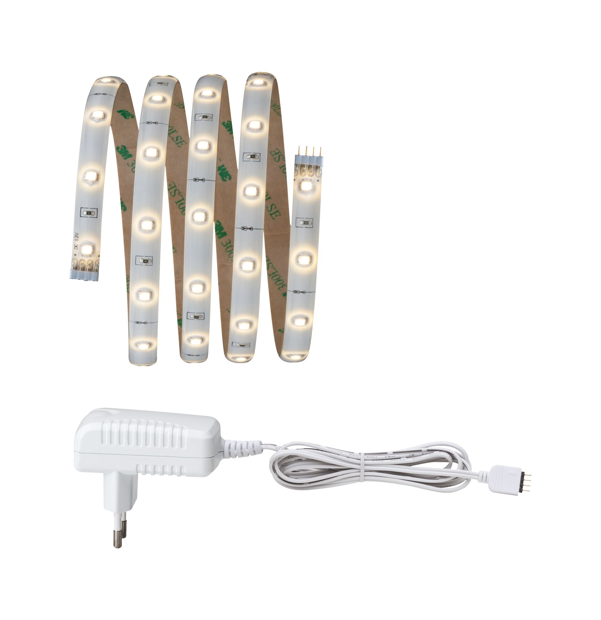 YourLED LED Strip B Ware Warmweiß 1,5m beschichtet 4,5W 267lm/m 39 LEDs/m 3000K 12VA Weiße LED-Lichtleiste mit Netzadapter und warmweißem Licht für flexible Beleuchtungslösungen