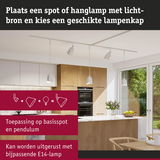 Moderne witte hanglampen en spots in houten keuken met E14-lampfitting