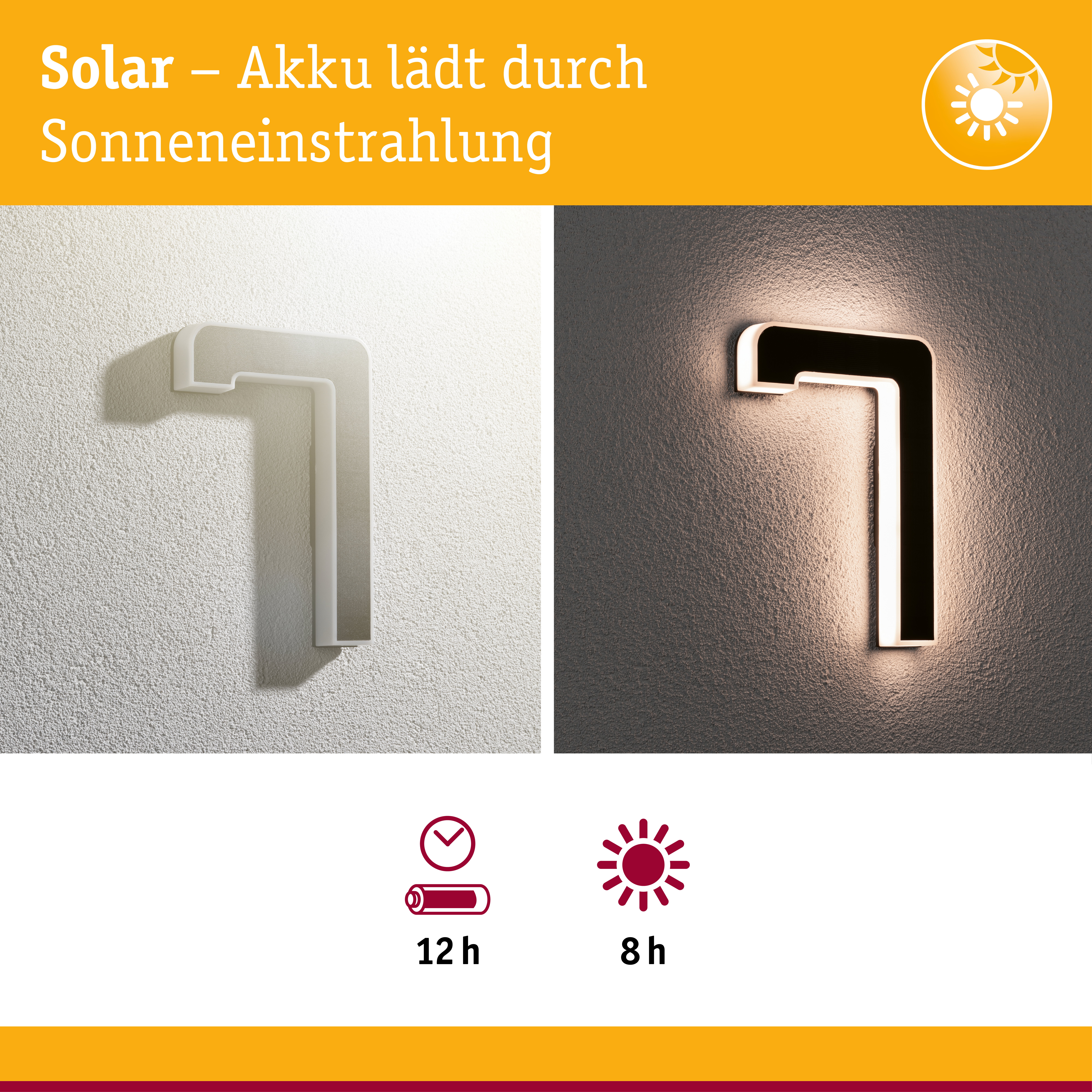 Solar LED Hausnummernleuchte inkl. wechselbarer Akku Nummer 7 IP44 3000K 6lm Schwarz