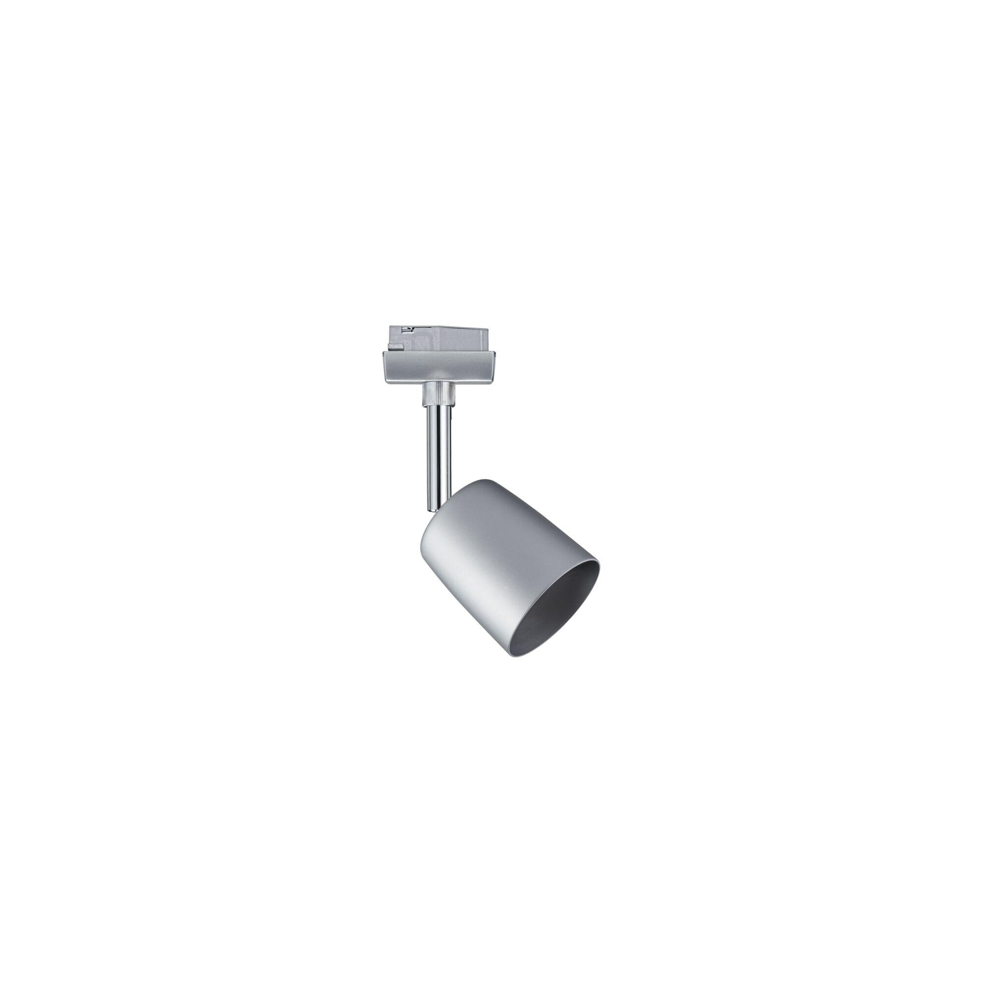 Moderner silberner LED-Strahler aus Metall für Schienensysteme, dimmbar und schwenkbar
