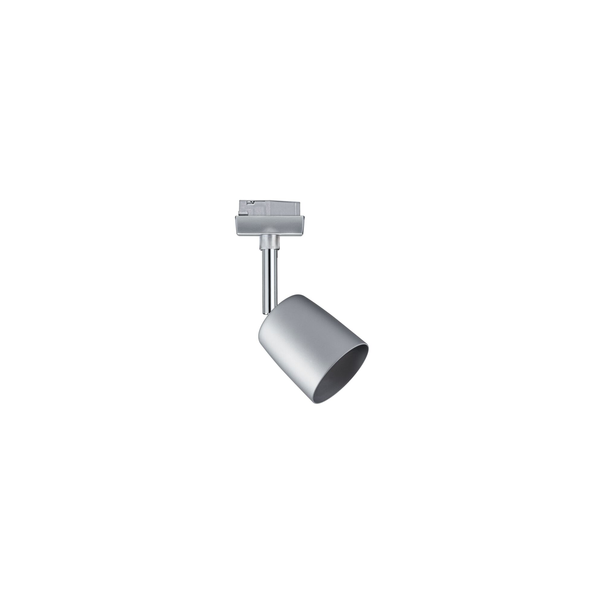 Projecteur LED moderne en métal argenté pour systèmes sur rail, dimmable et orientable