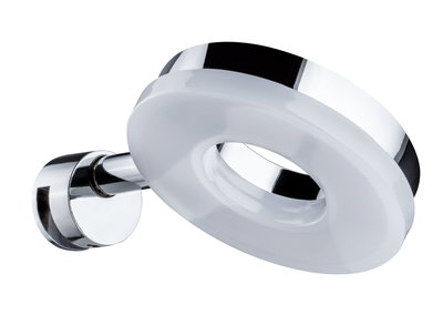 Applique murale LED ronde en chrome et plastique blanc pour éclairage intérieur moderne