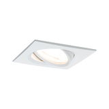 White square recessed spotlight made of plastic with adjustable LED light head for ceiling lighting