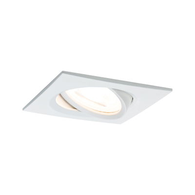 White square recessed spotlight made of plastic with adjustable LED light head for ceiling lighting