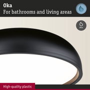 Black ceiling light made of high-quality plastic for bathrooms and living areas with IP44 protection