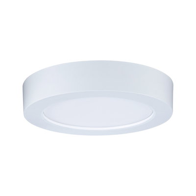 Round white LED ceiling light made of plastic with energy-saving illumination for living spaces