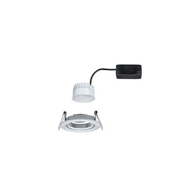 Weißer LED-Einbaustrahler mit Aluminiumrahmen und schwarzem Anschlusskabel für moderne Beleuchtung