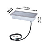 Rechteckiger Einbaustrahler aus Edelstahl mit 200x100 mm Abmessungen und 80 cm Kabel für Innenbeleuchtung