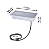 Rechteckiger Einbaustrahler aus Edelstahl mit 200x100 mm Abmessungen und 80 cm Kabel für Innenbeleuchtung