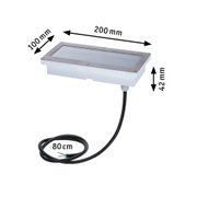 Rechthoekige LED inbouwlamp van roestvrij staal in zilver met 80 cm kabel, afmetingen 200x100x42 mm