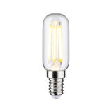 Klares LED-Leuchtmittel mit silbernem Sockel und warmweißem Licht für energiesparende Beleuchtung