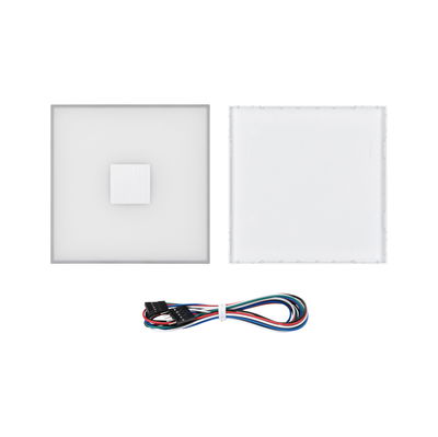 Square white LED panel with connection cable for modern lighting solutions