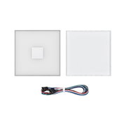 White square plastic housing with multicoloured cable for LED control and connection