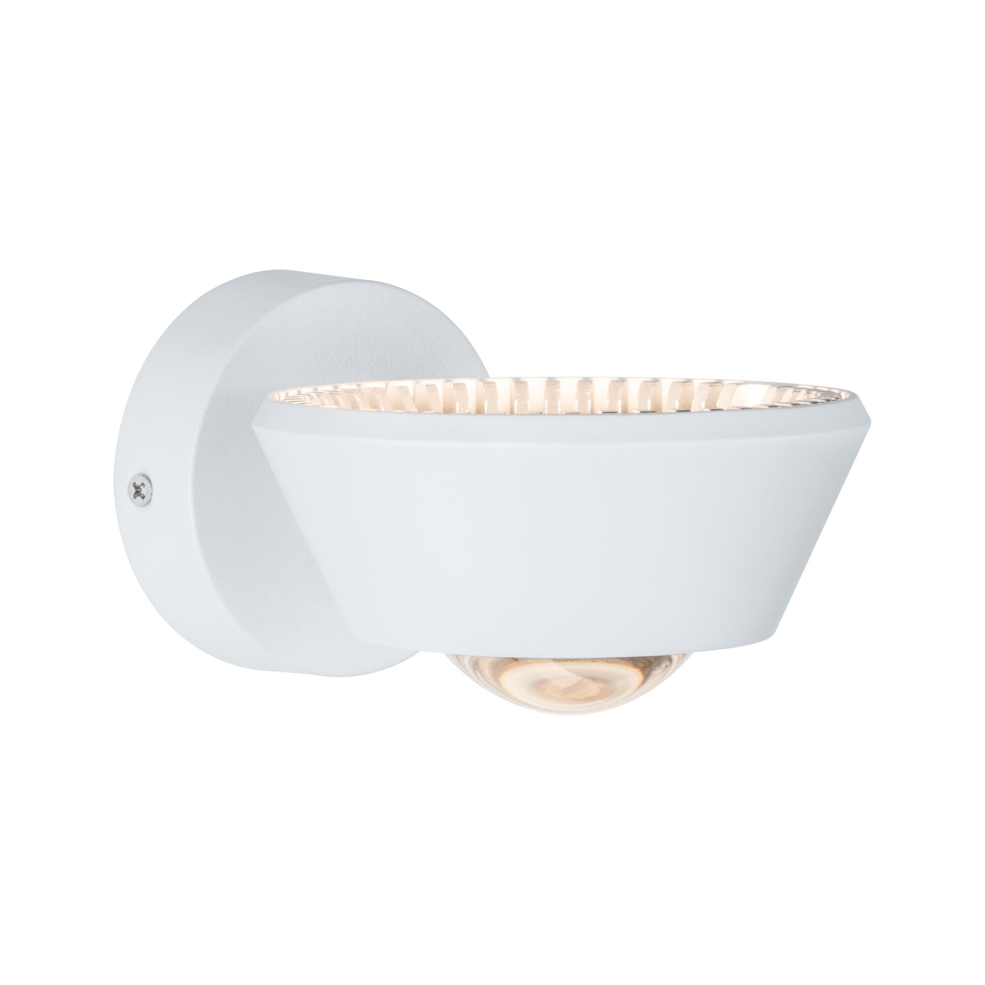 Moderne witte metalen LED-wandspot met warm licht voor binnenverlichting