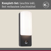 Schwarze Außenwandleuchte mit weißem Diffusor und integriertem Bewegungsmelder für Hausbeleuchtung