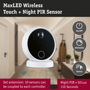 MaxLED wireless touch sensor with night PIR in white and black for smart lighting control