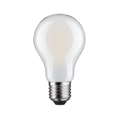 White LED light bulb with E27 base made of glass and metal for energy-saving lighting