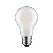 Weiße LED-Glühbirne mit E27-Fassung aus Glas und Metall für energiesparende Beleuchtung