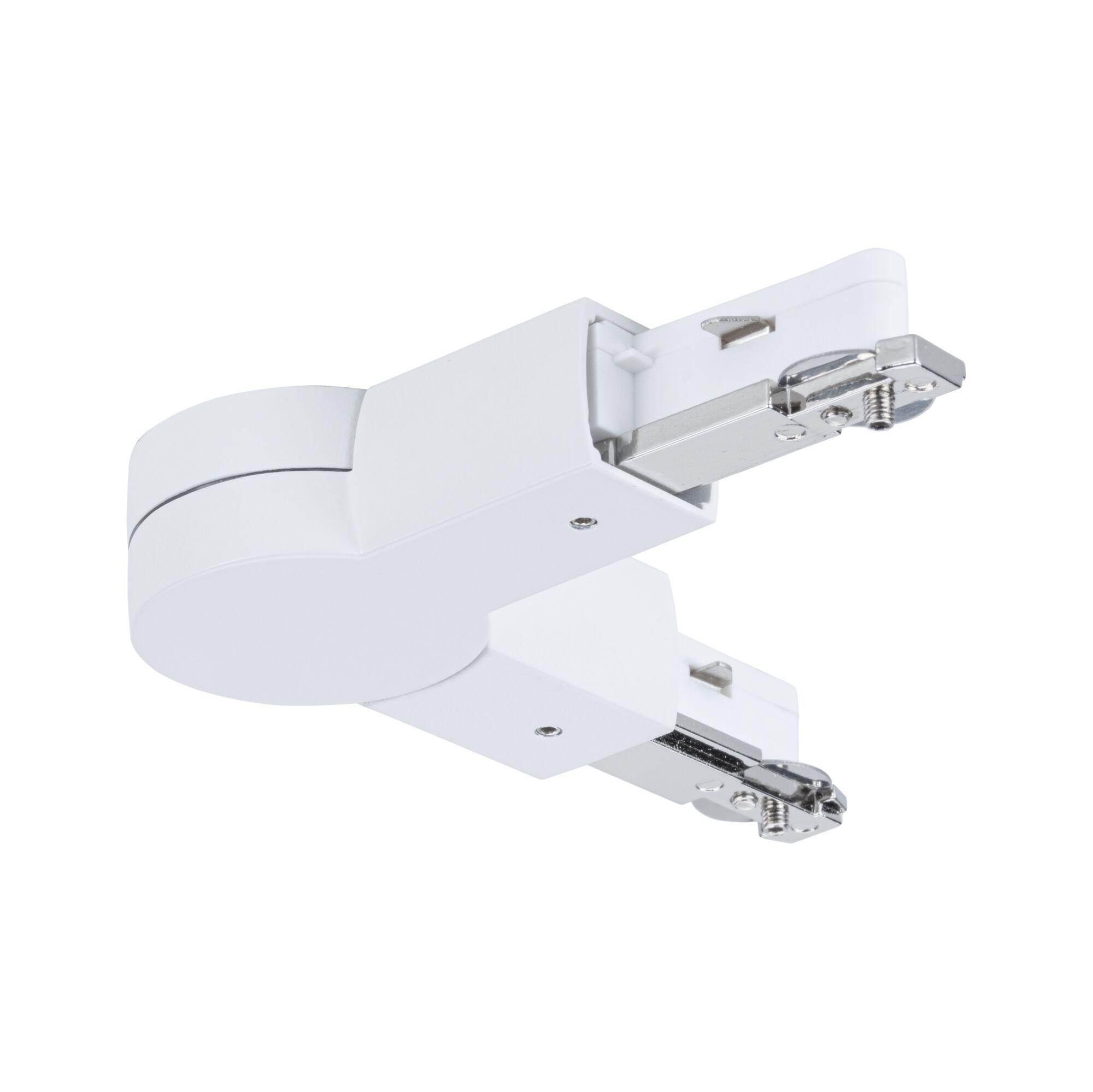 URail Konektor Gelenk 159x36mm max. 1000W Bílá Weißer Kunststoff-Adapter mit Metallbefestigung für Schienensysteme, elektrisches Zubehör