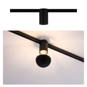 Schwarze LED-Deckenschiene mit rundem Spot aus Metall für moderne Innenbeleuchtung
