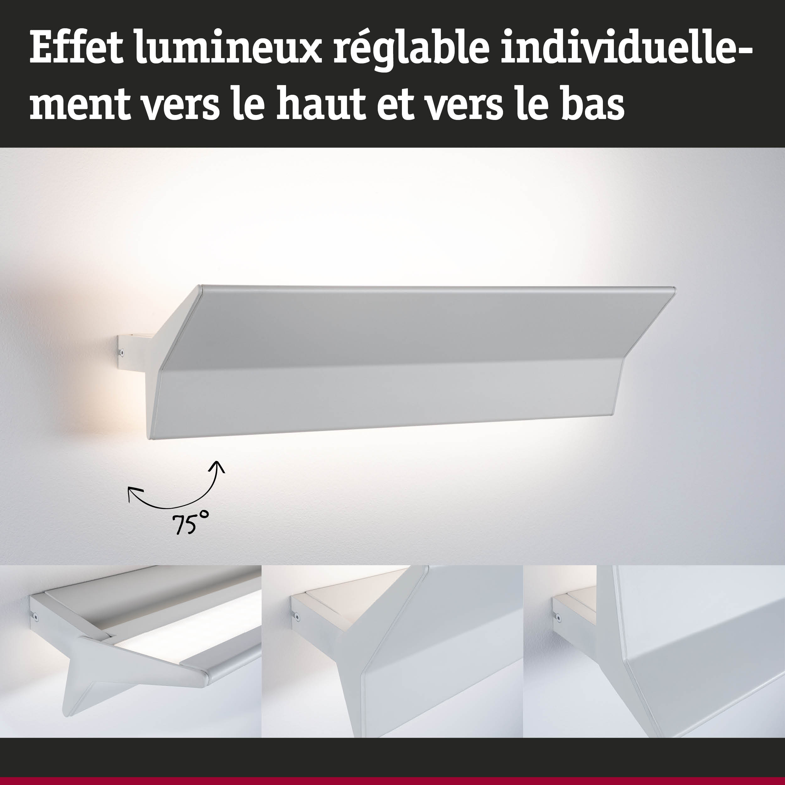 Applique murale LED blanche en métal réglable avec effet lumineux dimmable vers le haut et le bas