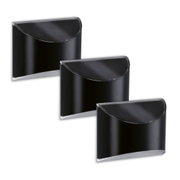 Trois appliques murales solaires noires en plastique avec protection transparente pour éclairage extérieur