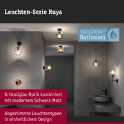 Ruya Leuchten-Serie mit Kristallglas-Optik und mattschwarzem Design für stilvolle Badezimmerbeleuchtung