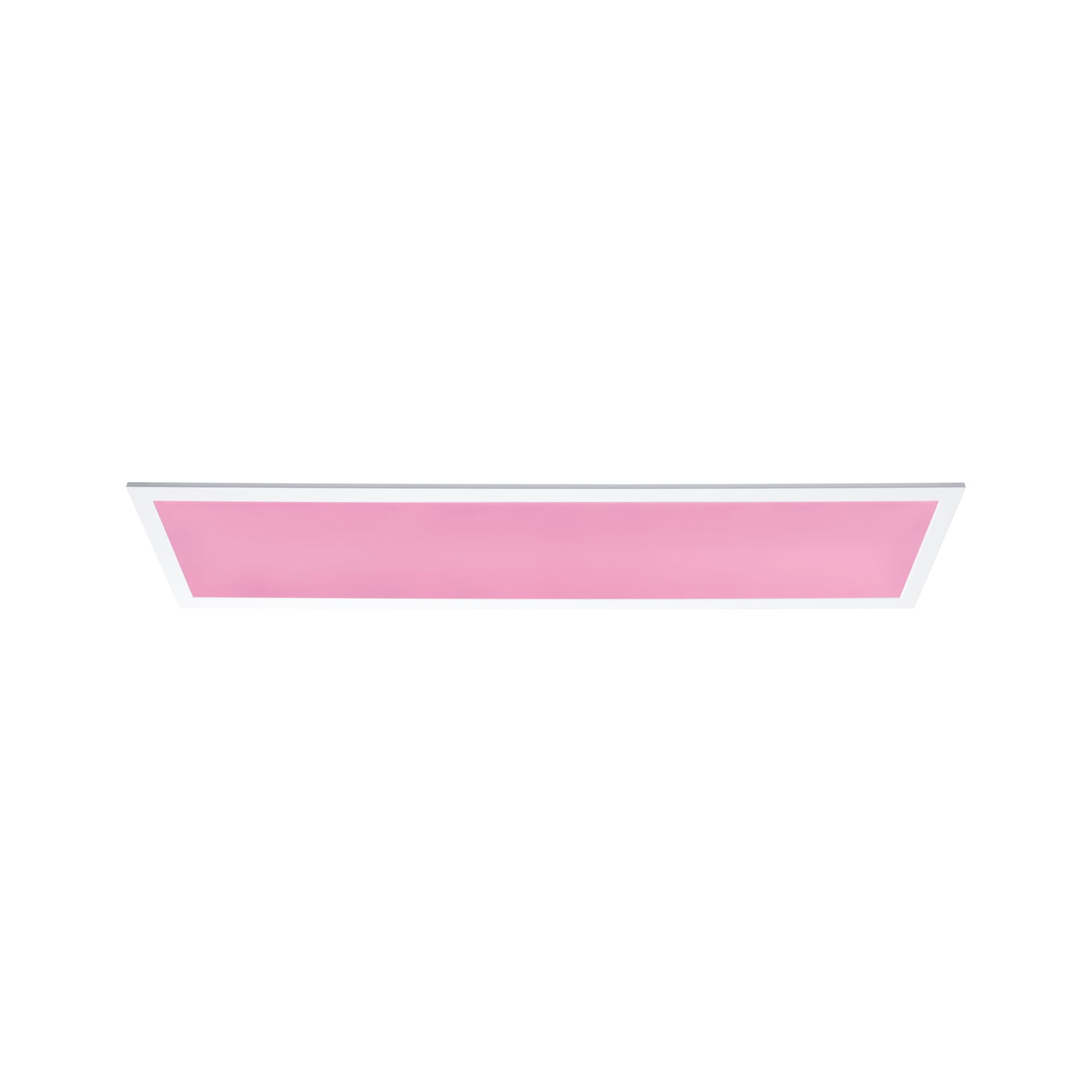 Rectangular LED panel with white frame and pink light surface for modern room lighting