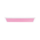 Rectangular LED panel with white frame and pink light surface for modern room lighting