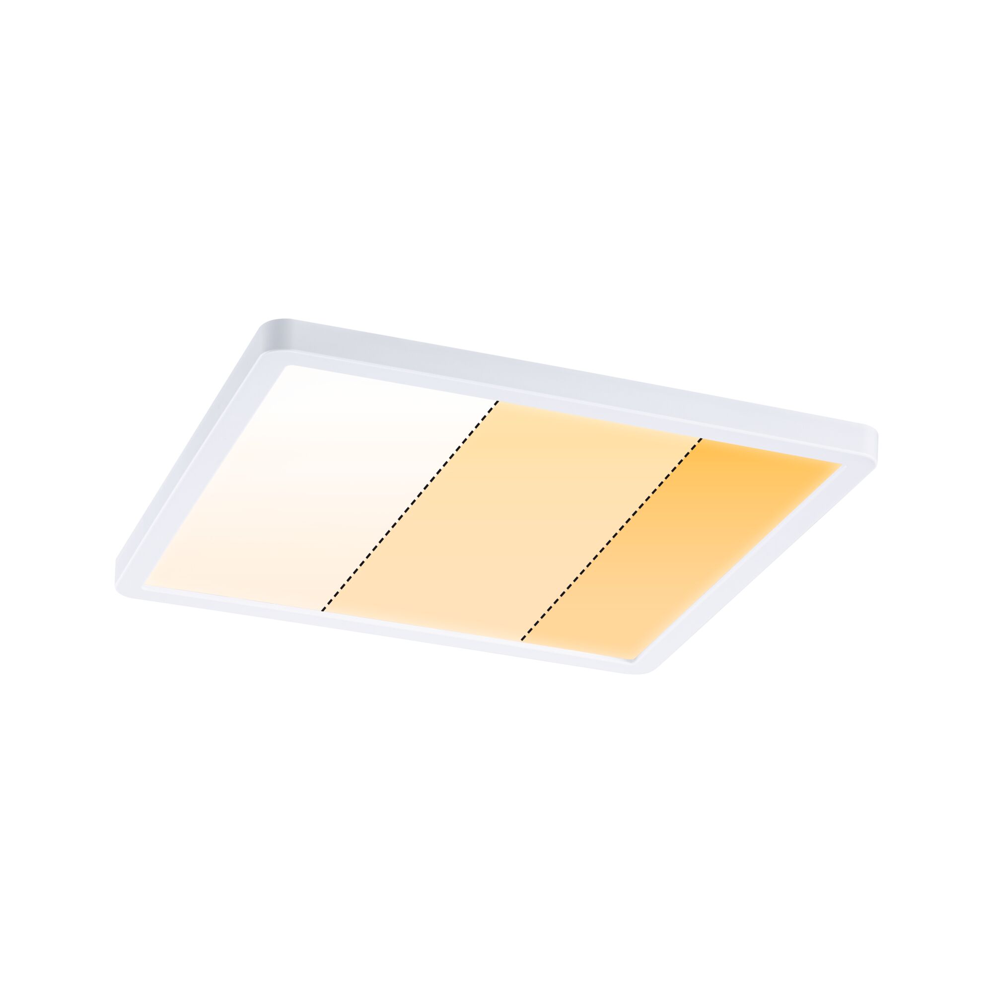 Rechteckige weiße LED-Deckenleuchte mit stufenlos einstellbarer Farbtemperatur für Wohnräume