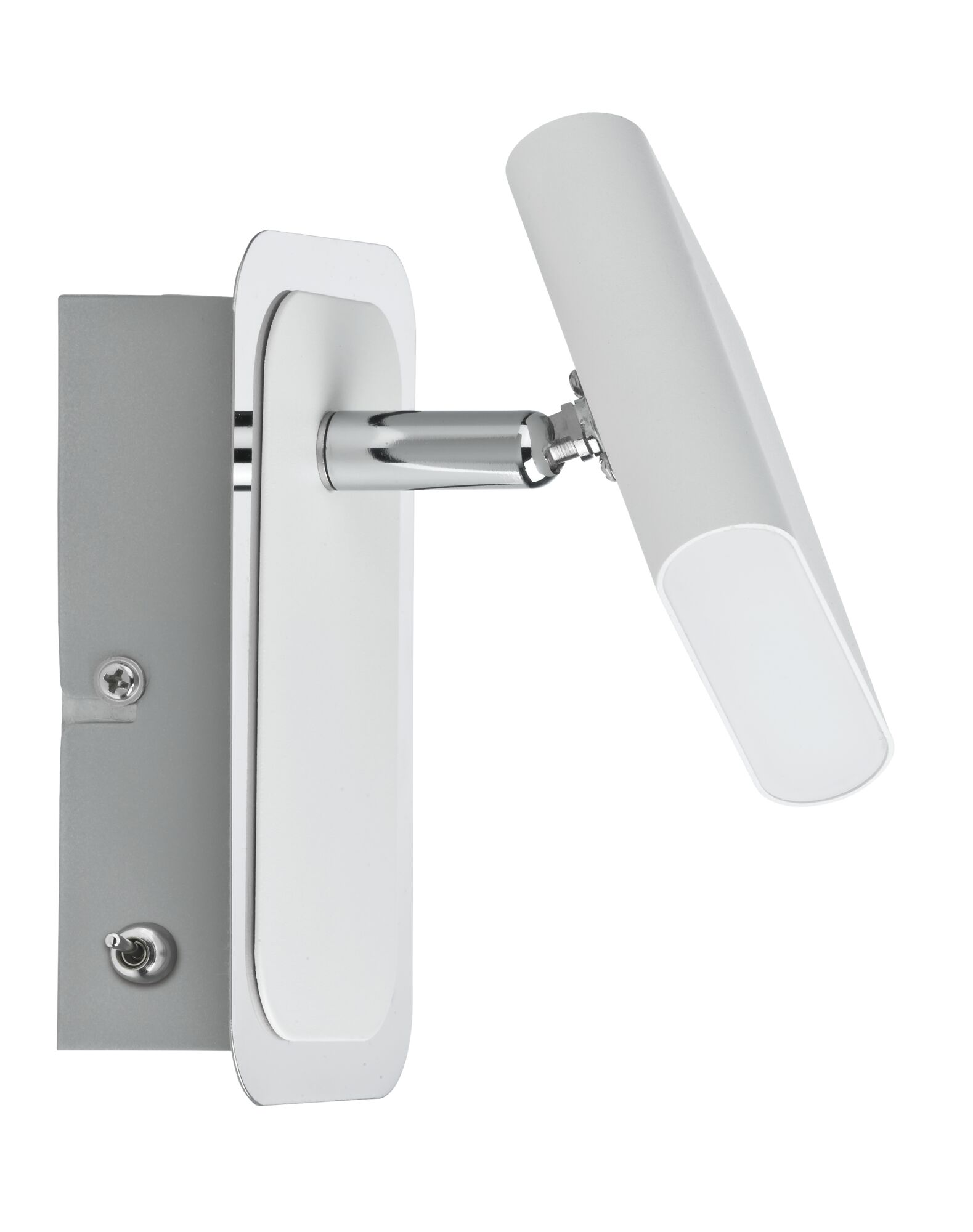 Moderne witte LED-wandspot met verstelbare kop en metalen arm voor gerichte verlichting