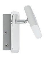 Moderne witte LED-wandspot met verstelbare kop en metalen arm voor gerichte verlichting