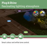 Colourful Plug & Shine RGBW LED ground lights with tunable white for smart garden lighting control