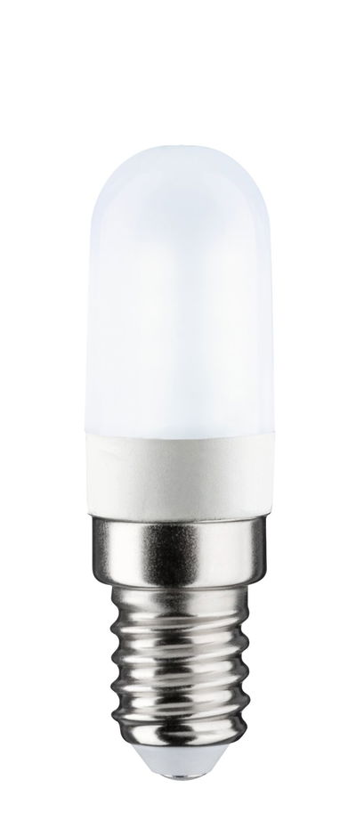 Small LED bulb with matte white plastic and metal screw base for energy-efficient lighting