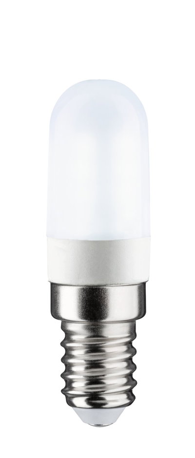 Small LED bulb with matte white plastic and metal screw base for energy-efficient lighting