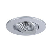 Round recessed spotlight in silver aluminium with adjustable reflector for LED lighting