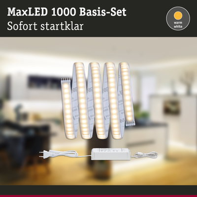 MaxLED 1000 Basis-Set mit warmweißem LED-Lichtband und Netzteil für einfache Beleuchtungslösungen