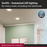 VariFit white LED ceiling lights, splash-proof and rustproof, perfect for bathroom and room lighting