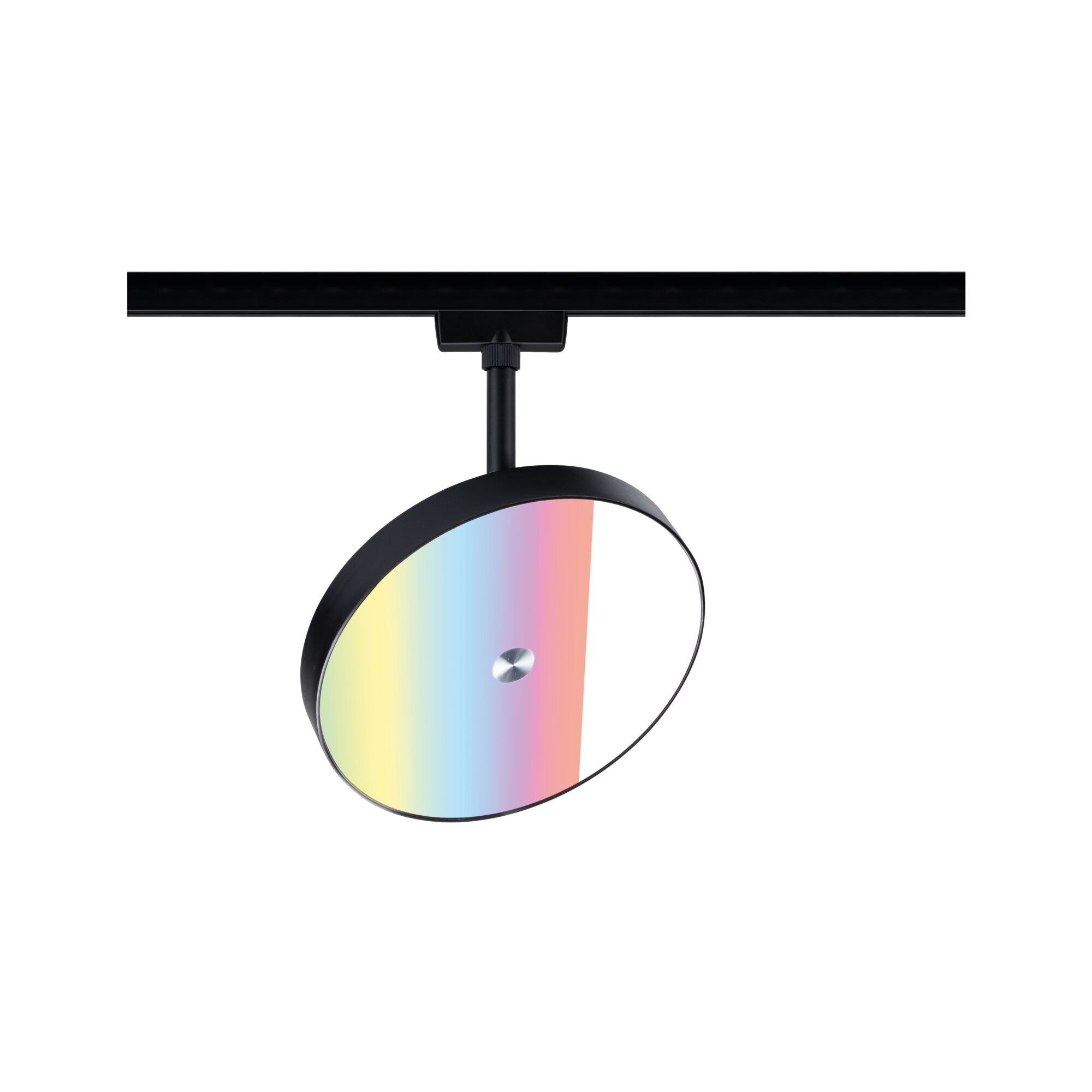 URail Schienenspot Smart Home Zigbee 3.0 Hildor RGBW 500lm 7,5W RGBW+ dimmbar 230V Schwarz matt Schwarze LED-Deckenleuchte mit rundem, regenbogenfarbenem Diffusor aus Metall für modernes Lichtdesign