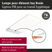 Lampe LED blanche Bredo pour élément bas avec capteur PIR pour activation sans contact et nettoyage facile