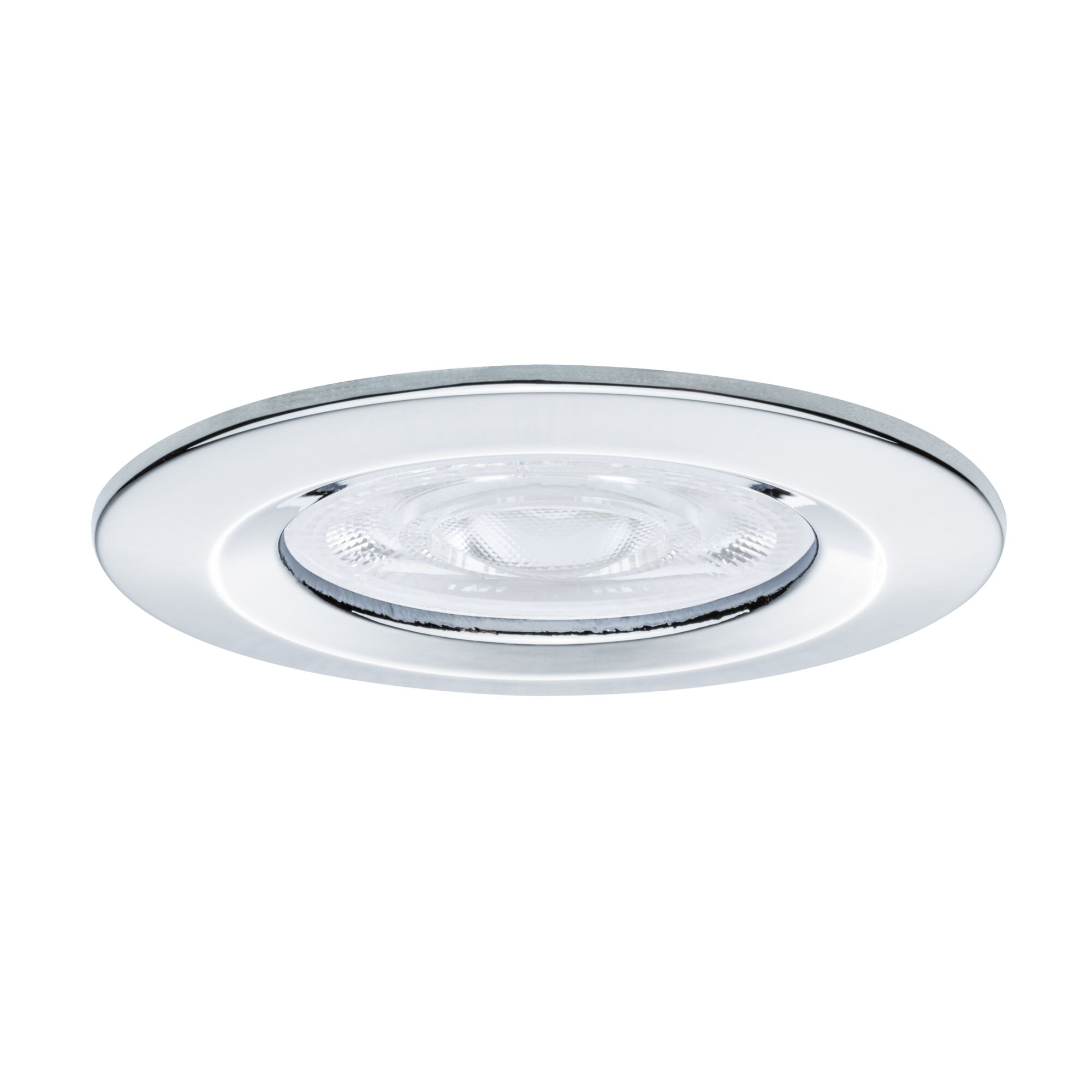 Runder Einbaustrahler aus Chrom mit klarem Glas für moderne LED-Deckenbeleuchtung