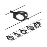 Black round LED cable spotlights with white light for modern indoor lighting solutions