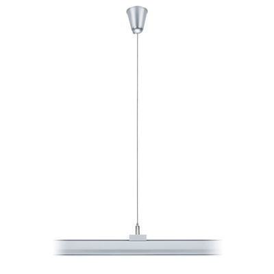 Suspension moderne en métal argenté au design fin pour un éclairage intérieur élégant