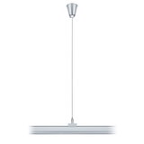 Moderne hanglamp van zilverkleurig metaal met slank ontwerp voor stijlvolle binnenverlichting