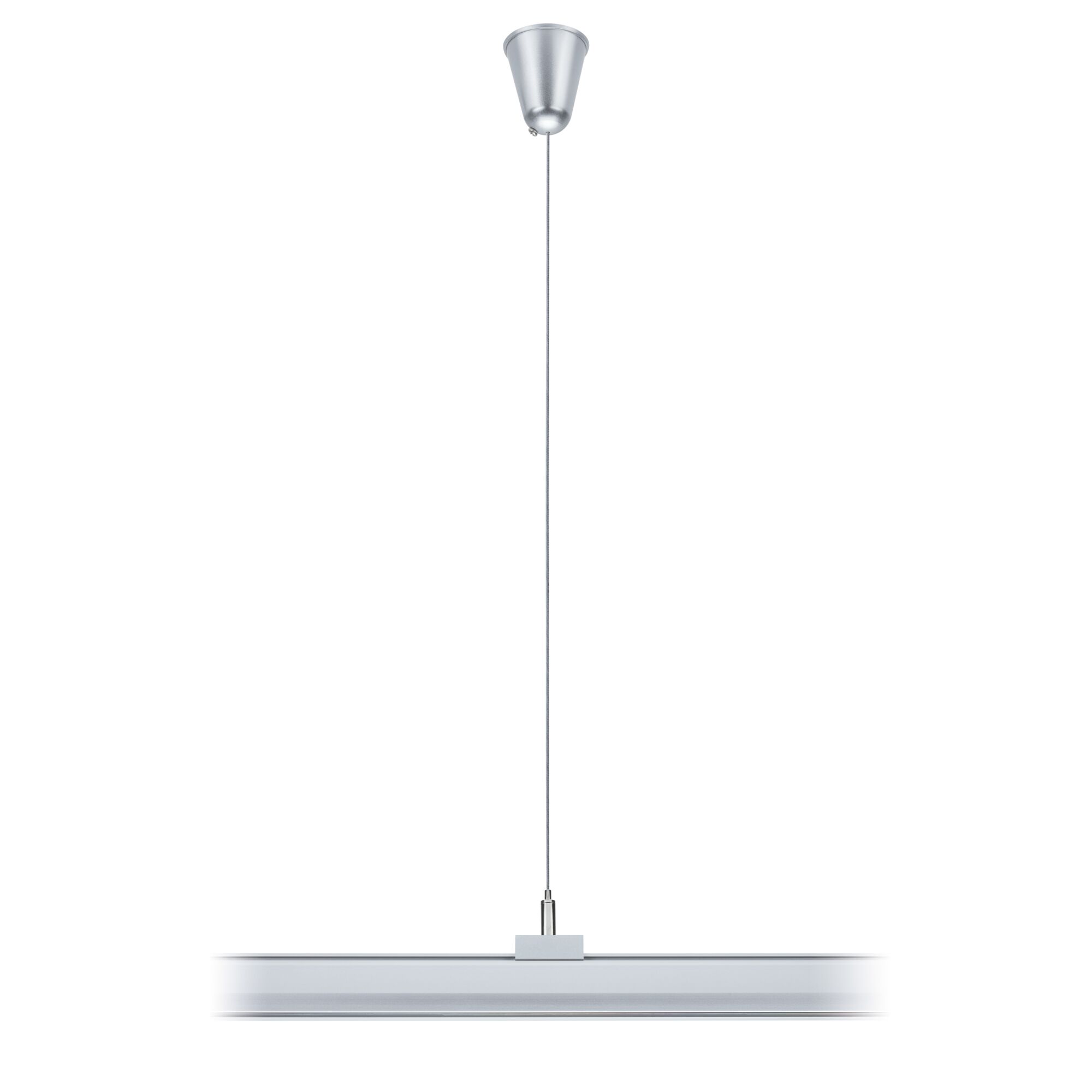 Moderne Pendelleuchte aus silbernem Metall mit schlankem Design für stilvolle Innenbeleuchtung